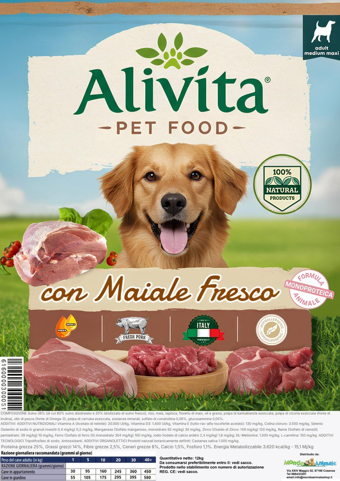 Alivita Adulto Maiale Fresco – crocchette per cani