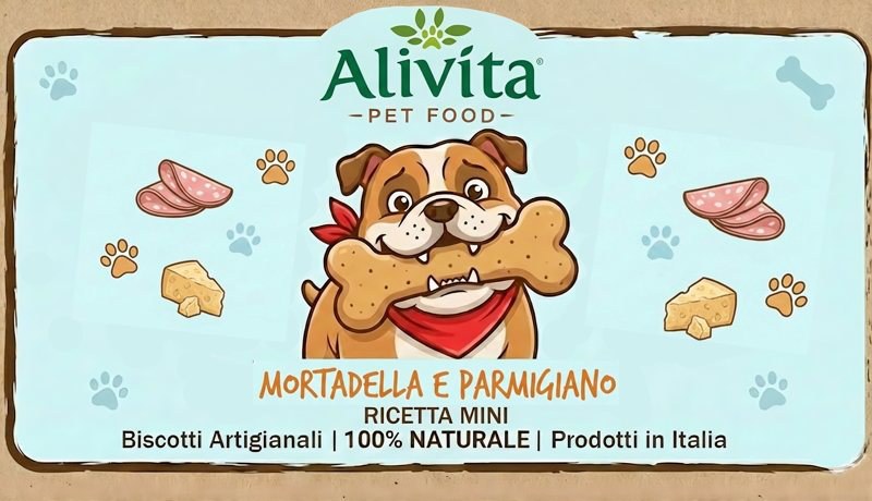 Biscotti per cani Alivita Mortadella e Parmigiano Mini, confezione 200 g