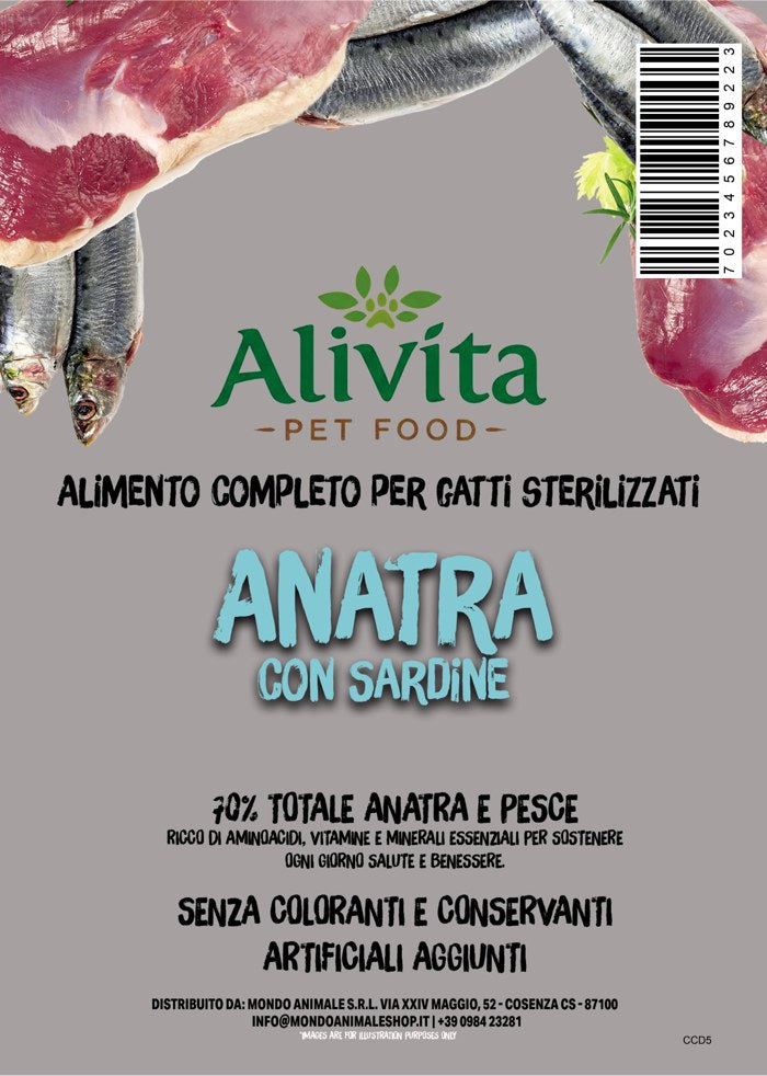 Alivita Gatto Sterilizzato Anatra e Sardine – crocchette per gatti