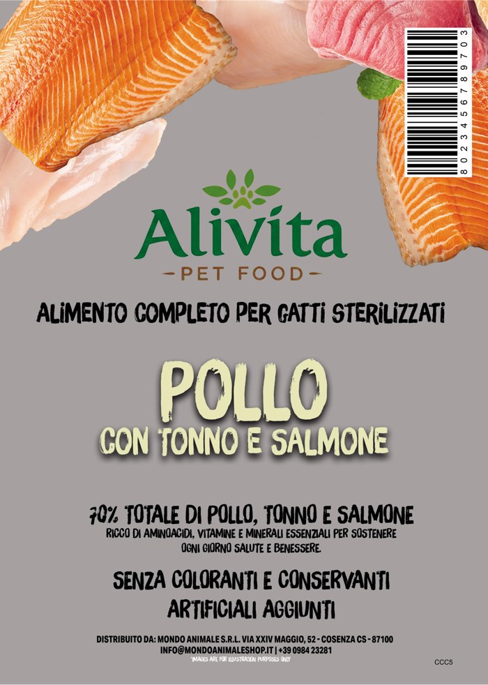 Alivita Gatto Sterilizzato Pollo, Tonno e Salmone – crocchette per gatti