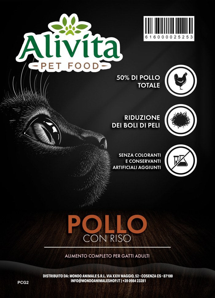 Alivita Gatto Super Premium Adulto Pollo e Riso – crocchette per gatti