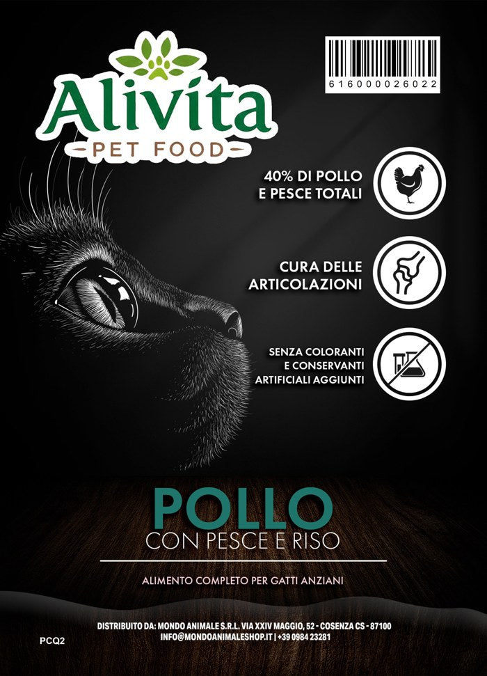 Alivita Gatto Super Premium Anziano Pollo – crocchette per gatti