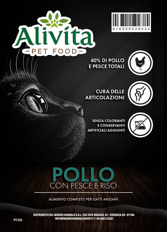 Alivita Gatto Super Premium Anziano Pollo – crocchette per gatti