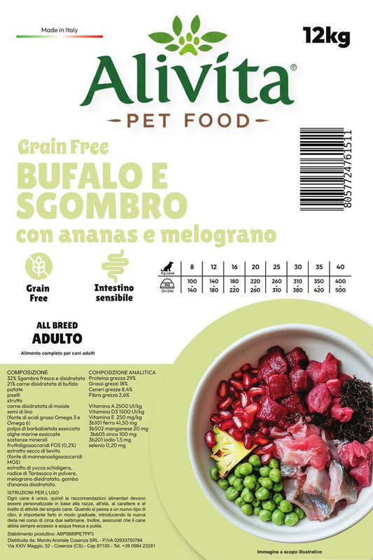 Alivita Grain Free Adulto Bufalo e Sgombro – crocchette per cani