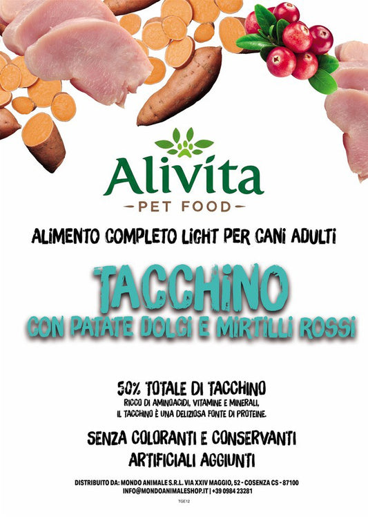 Alivita Grain Free Adulto Tacchino Light – crocchette per cani