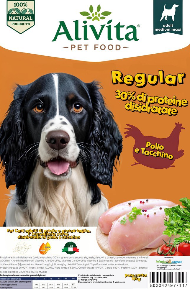 Alivita Regular Adulto Pollo e Tacchino – crocchette per cani